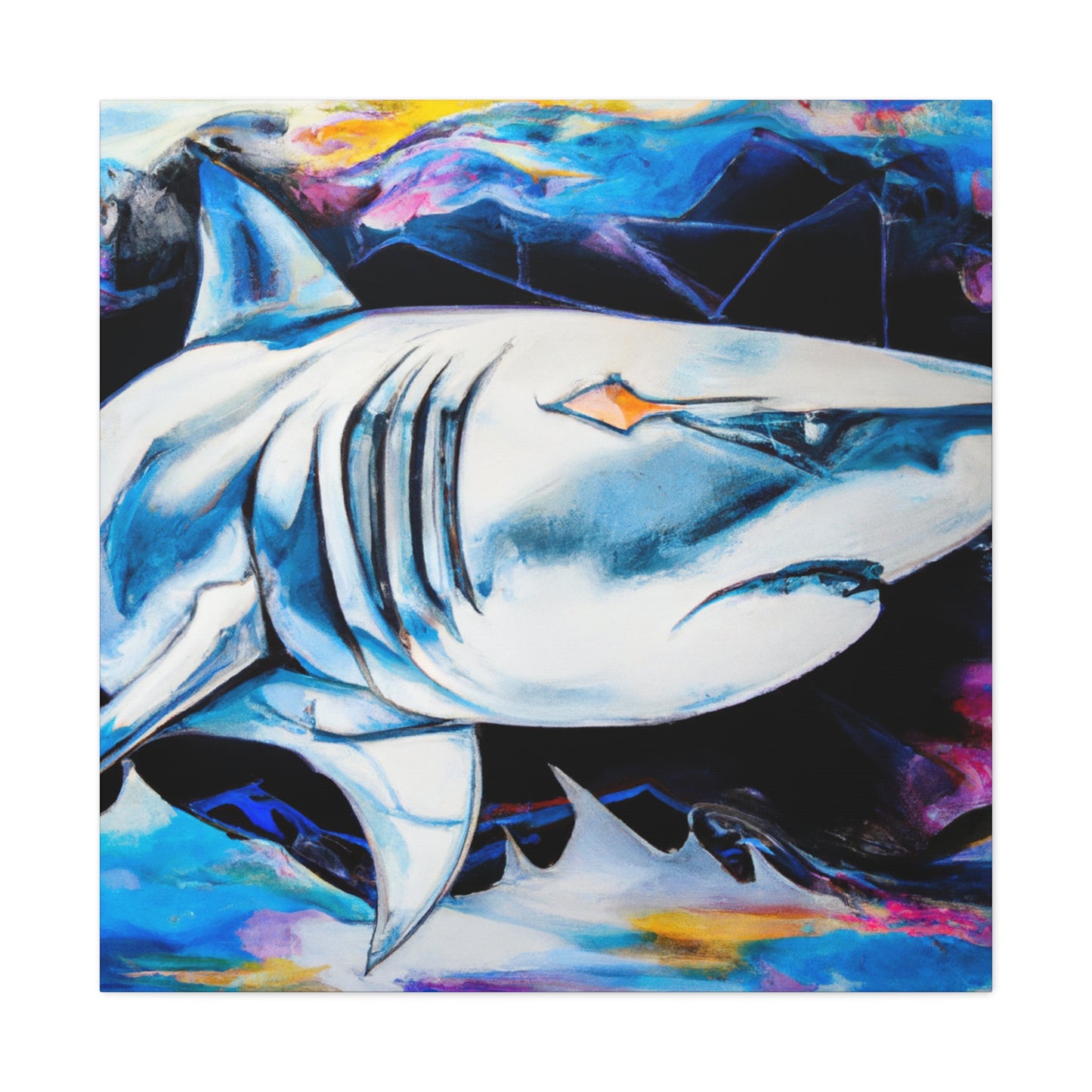 Shark in Turquoise. - Canvas