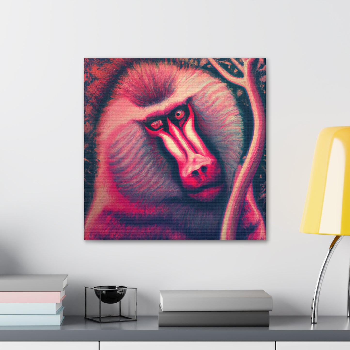 Baboon in Moonlight. - Canvas