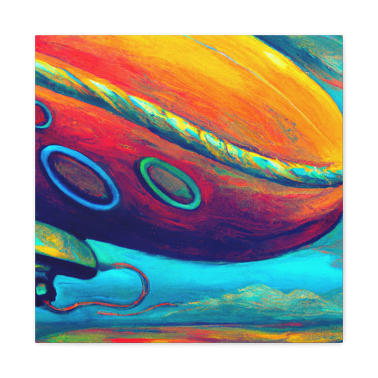 "Blimp in Surreal Landscape" - Canvas