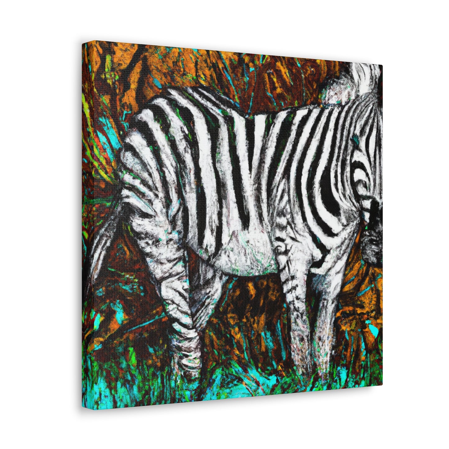 "Zebra's Striped Reflection" - Canvas