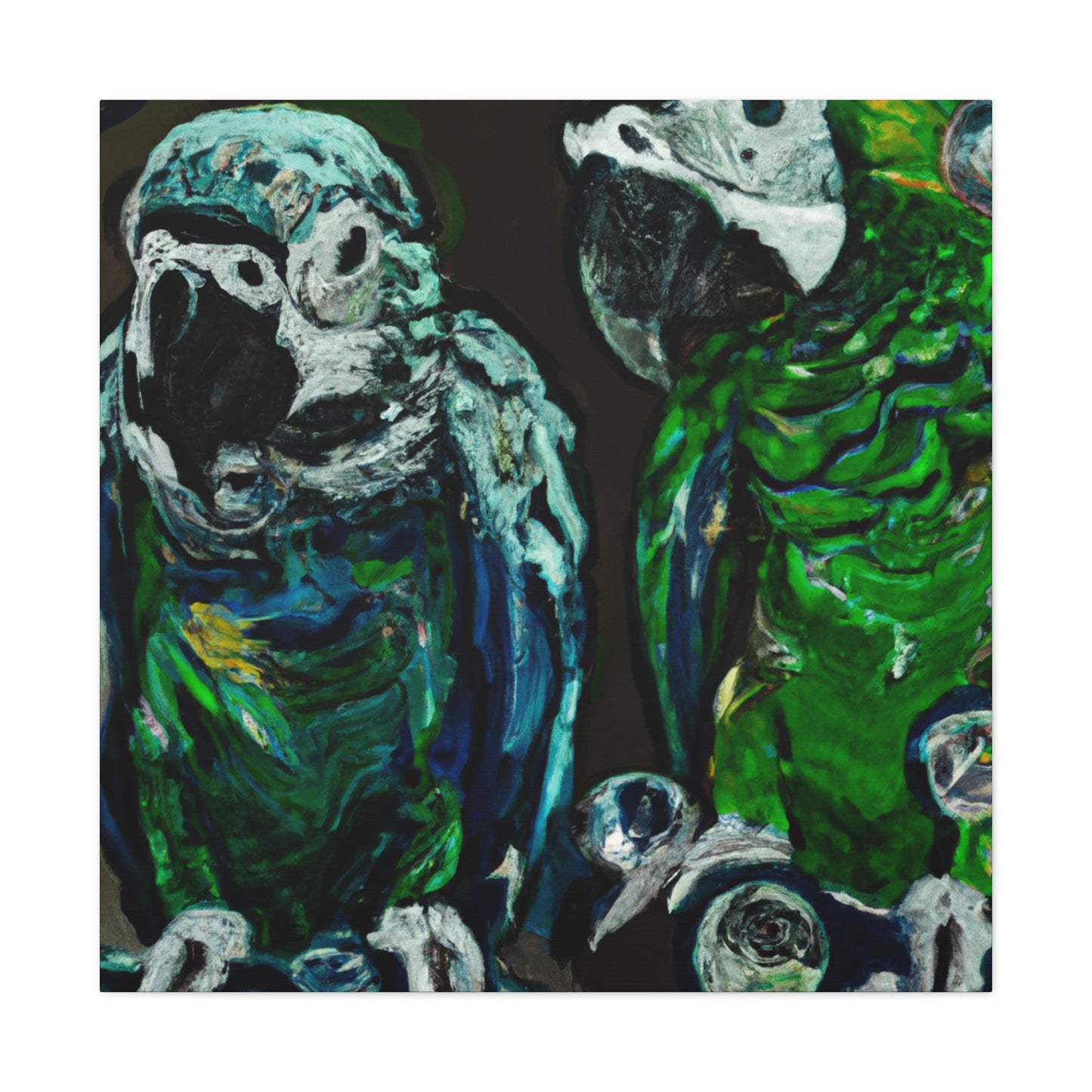 Amazon Parrots Bursting - Canvas