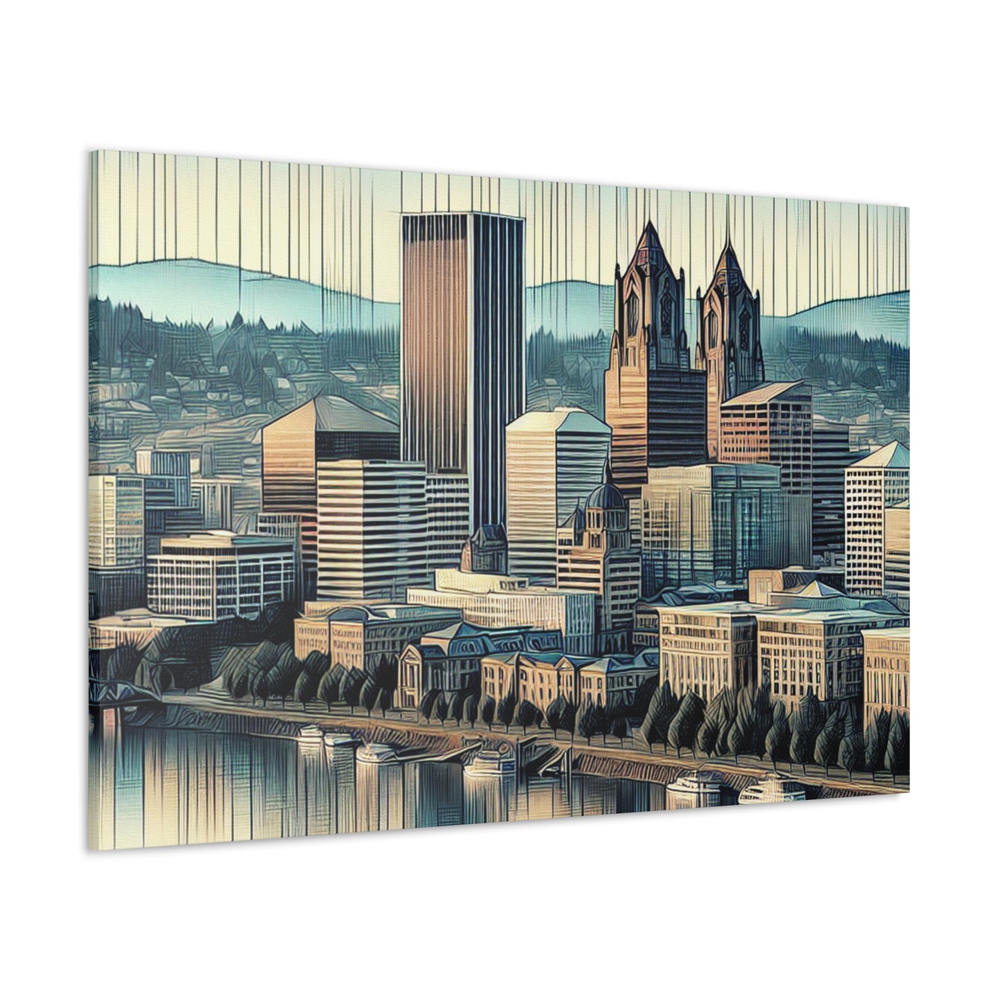 "Pulsating Portland Reflections" - Canvas