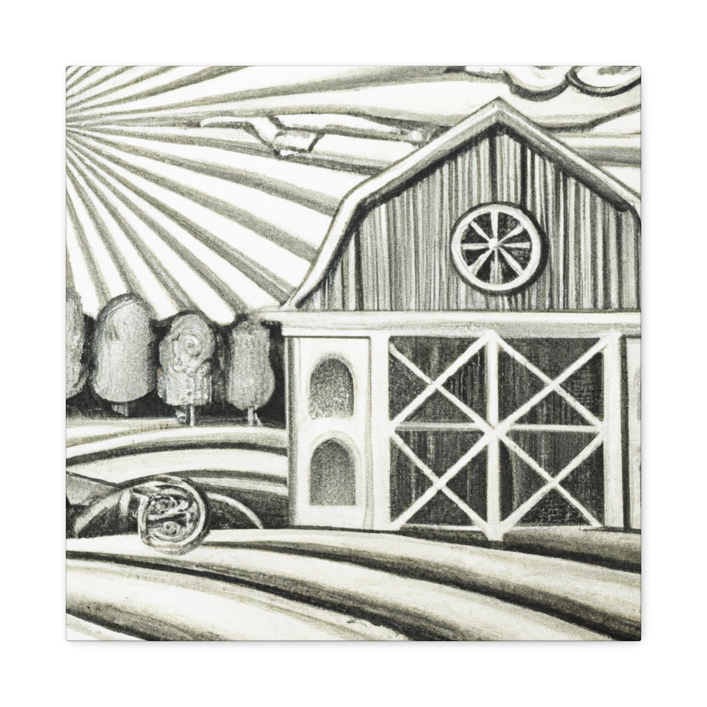 Barn at Sunrise Painting - Canvas