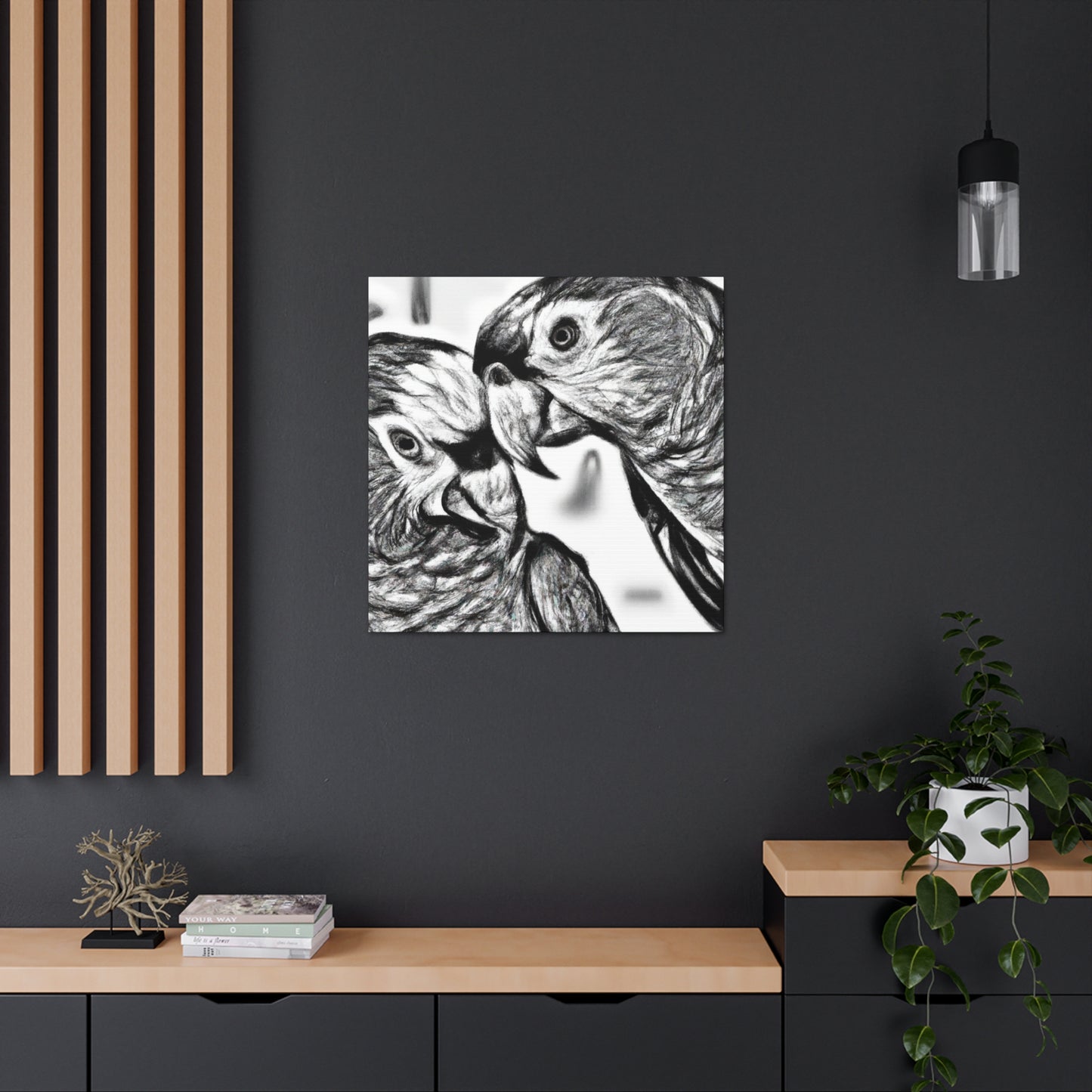 Parrots in Paradise. - Canvas