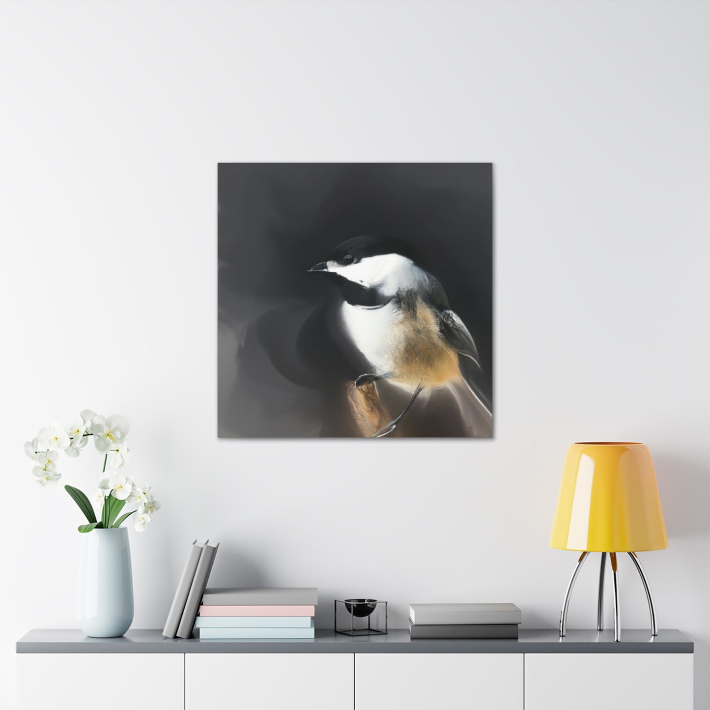 "Chickadee in the Spring". - Canvas