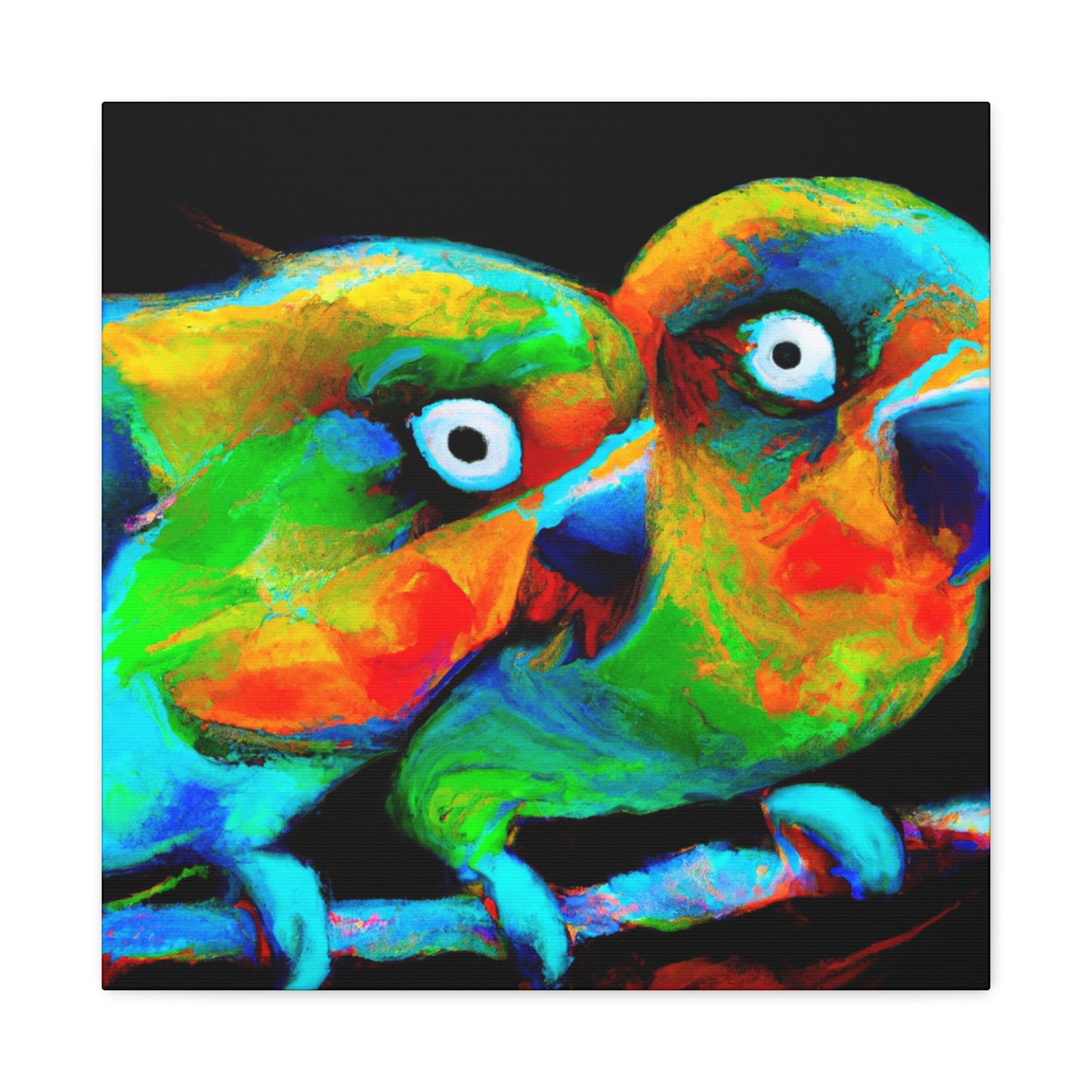 Lovebirds in Bloom - Canvas