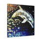 Dolphins in Pointillism - Canvas