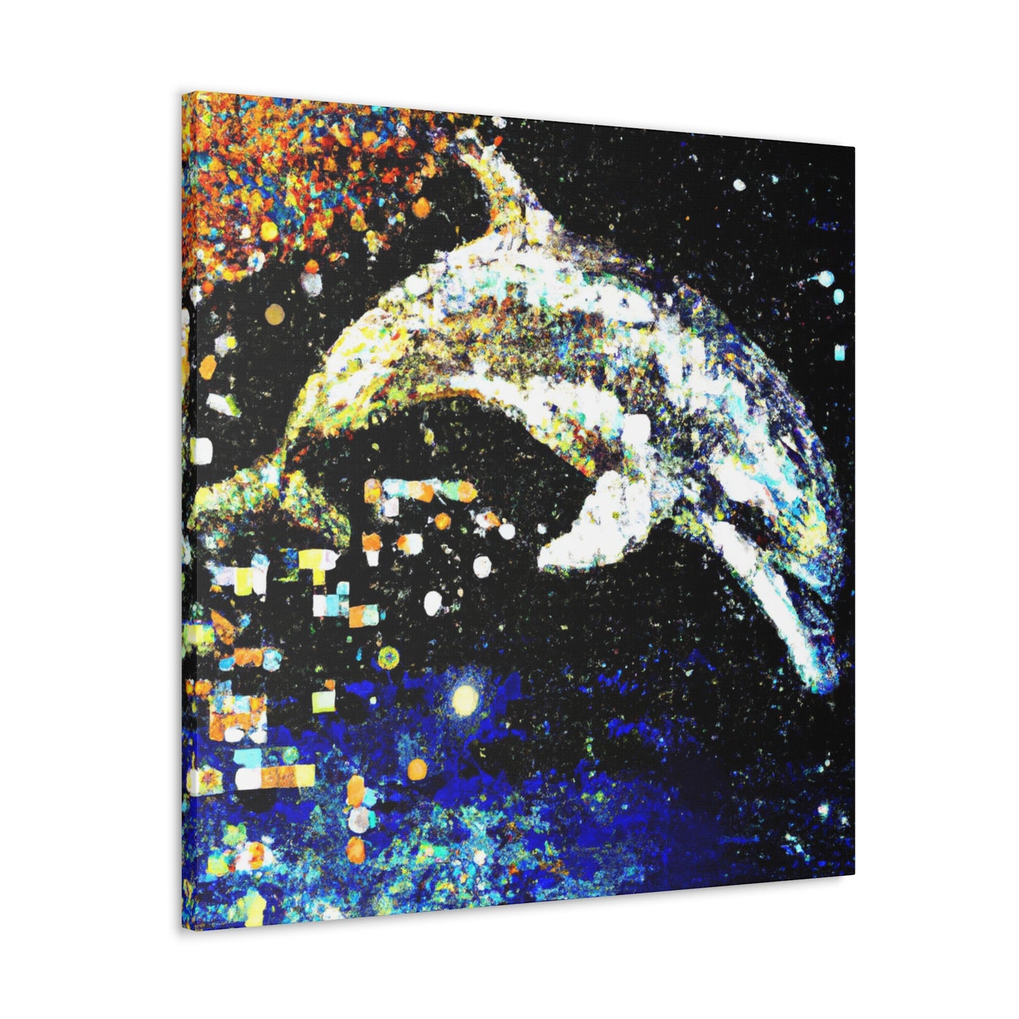 Dolphins in Pointillism - Canvas