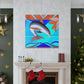 "Dancing Dolphin Deco" - Canvas