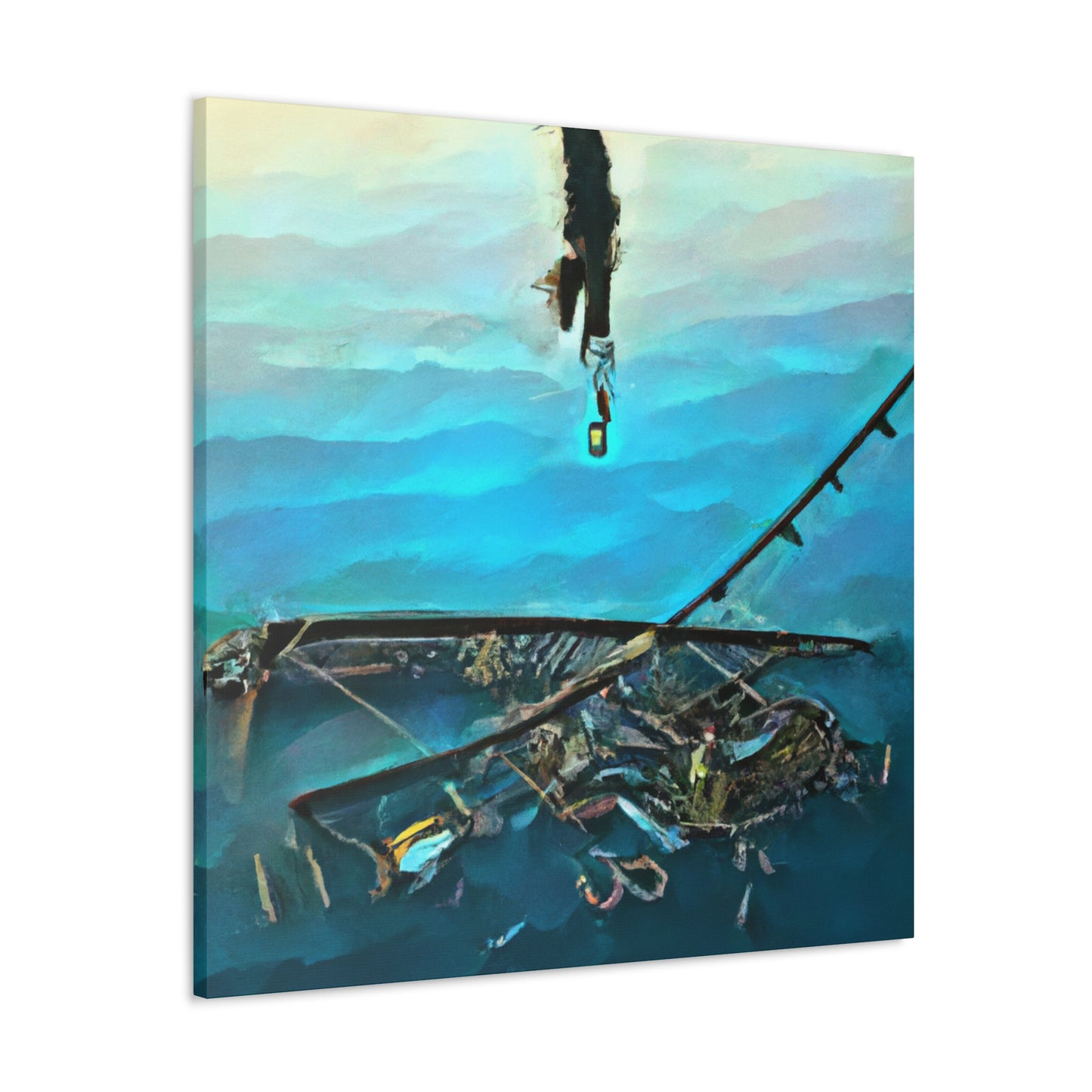 Catching Fish Amidst Rollers - Canvas