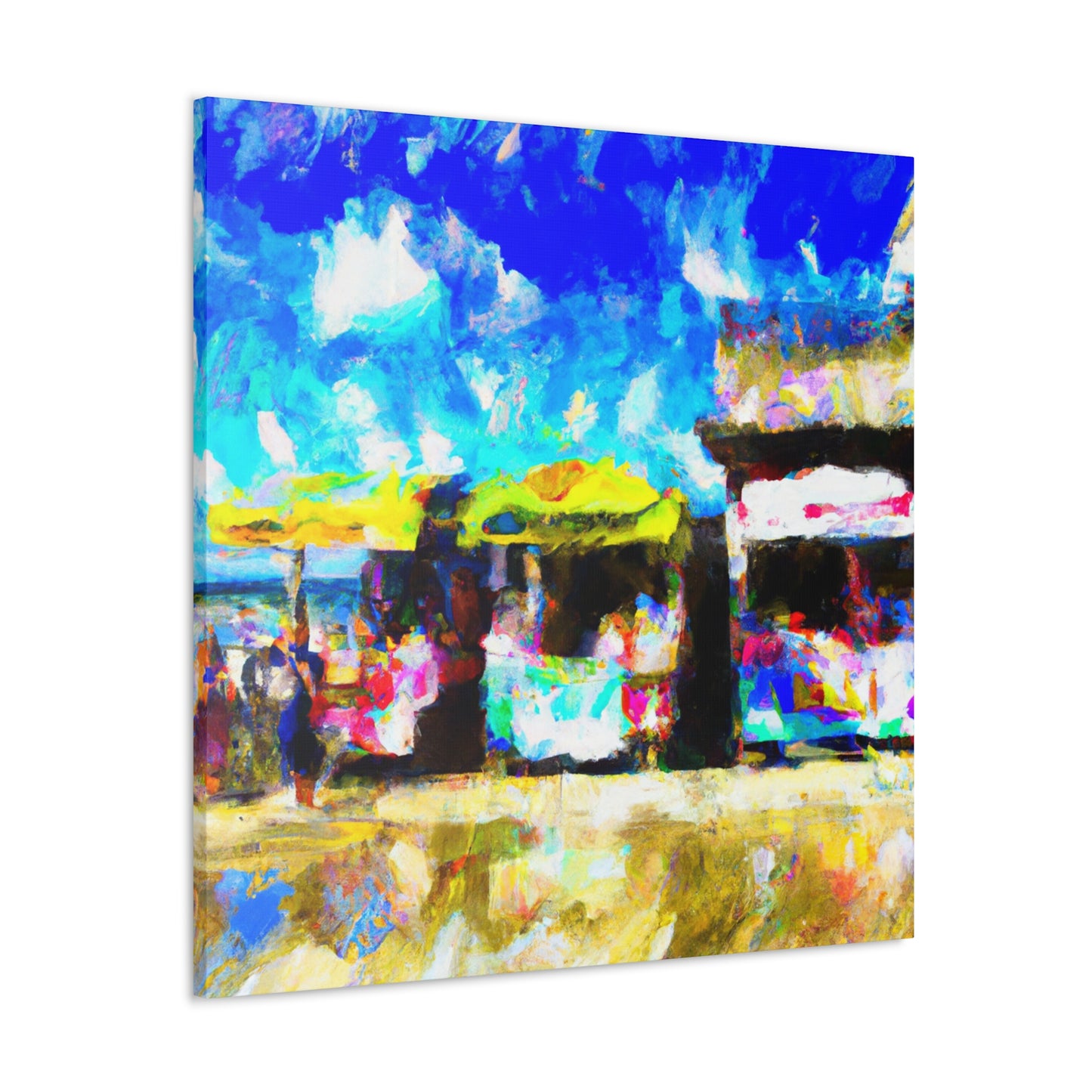 "Sunlit Seaside Shops" - Canvas