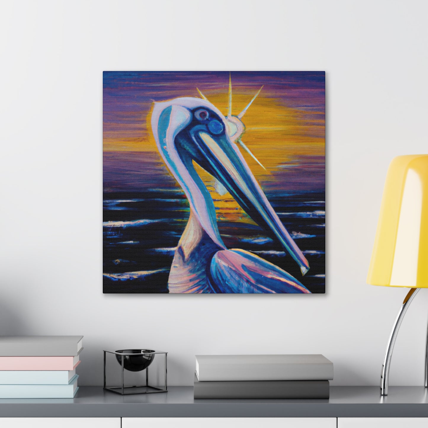 "Pelican in Flight Deko" - Canvas