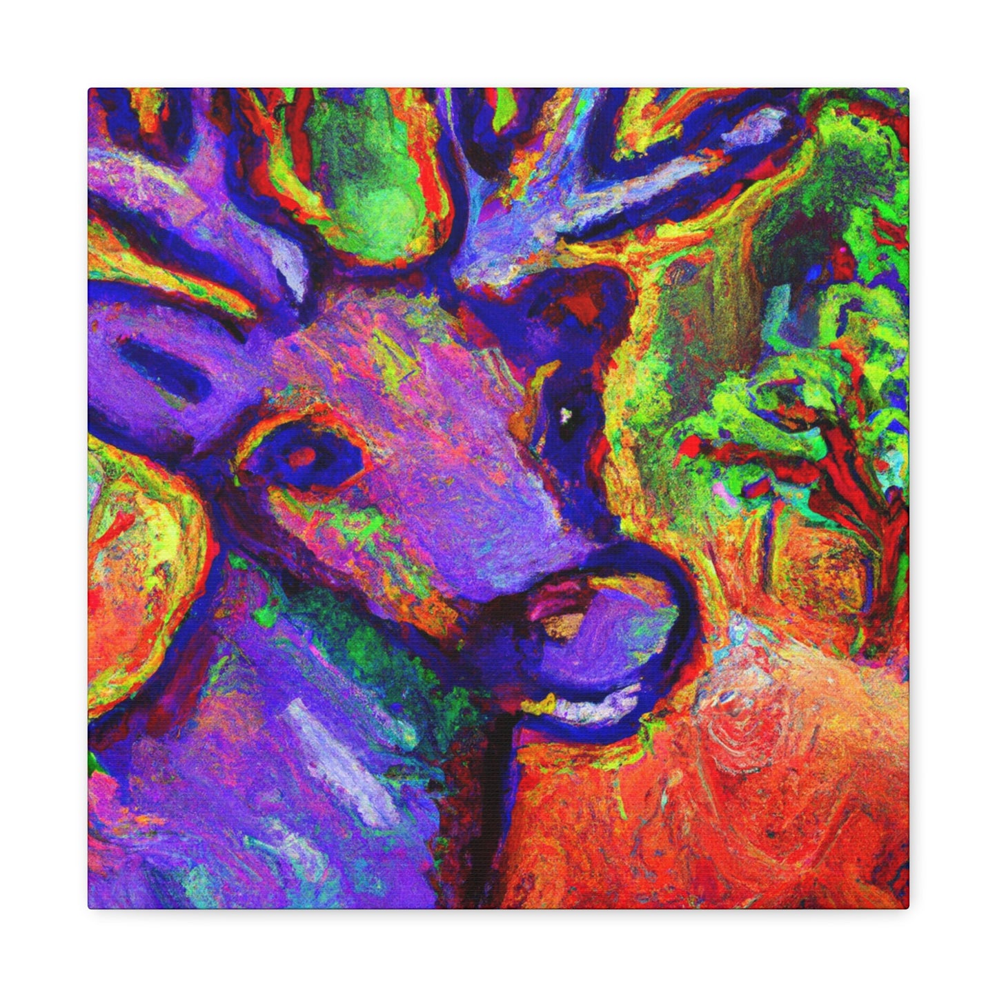 "Reindeer in Fauvist Fire" - Canvas