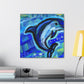 Dolphin in Blue Spray - Canvas