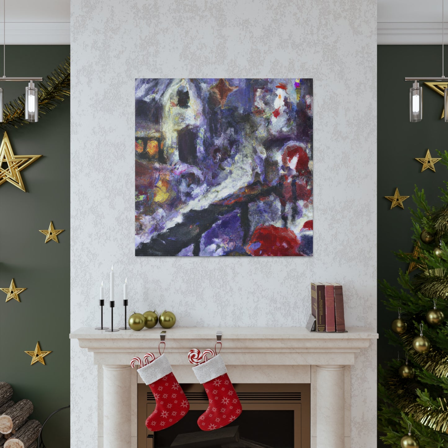 Santa's Workshop Abstraction - Canvas