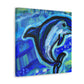 Dolphin in Blue Spray - Canvas