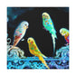 Budgerigars in Bloom - Canvas