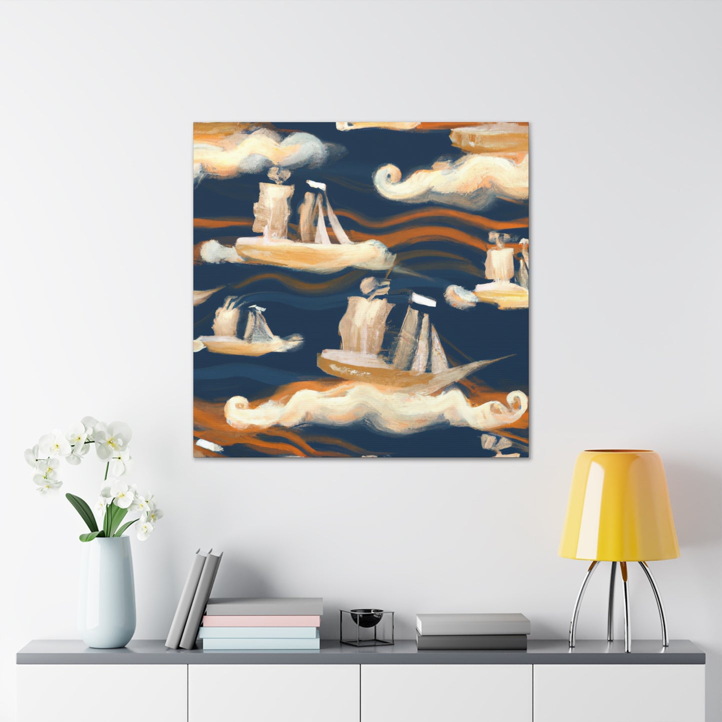 "Ship Riding Turbulent Waves" - Canvas