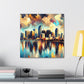 Miami: Vibrant Cityscape Eruption - Canvas