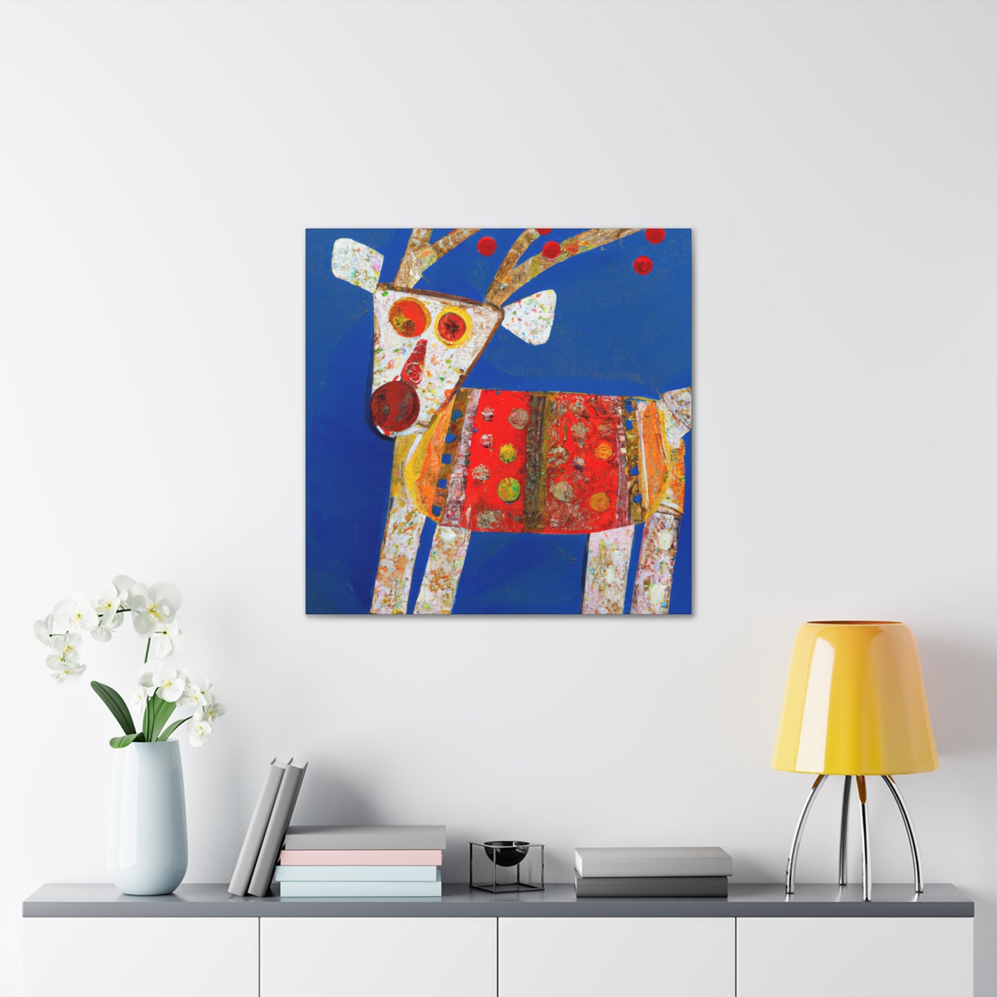 Reindeer in Winter Scene - Canvas