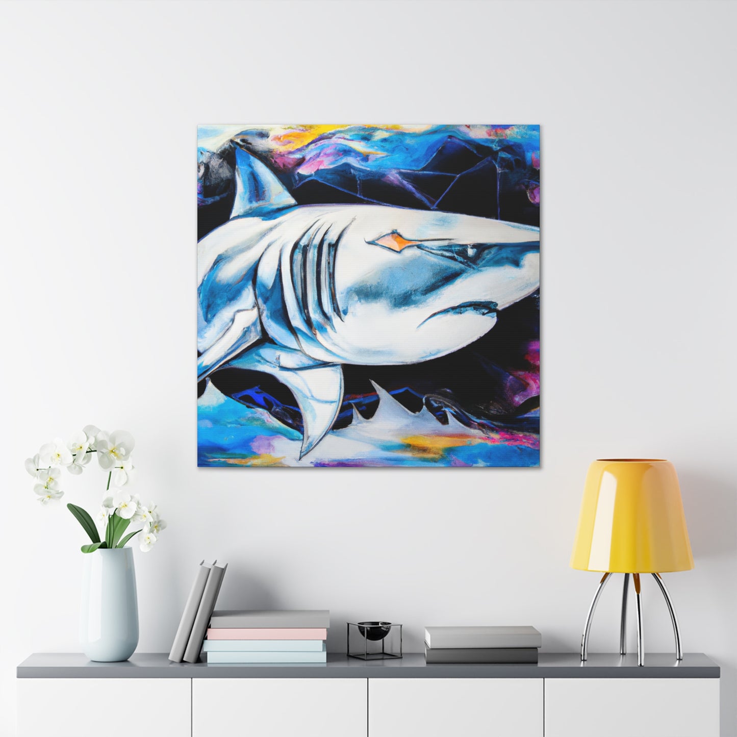 Shark in Turquoise. - Canvas