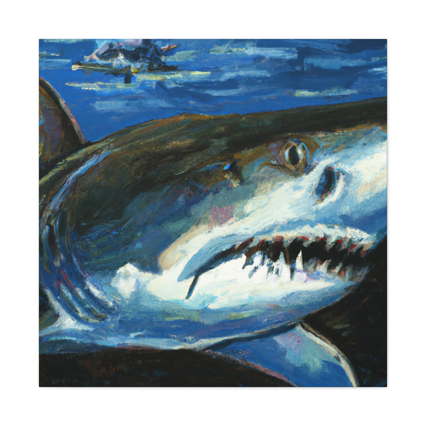 "Shark's Silent Peril" - Canvas