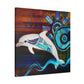 "Dolphins in Wild Waves" - Canvas