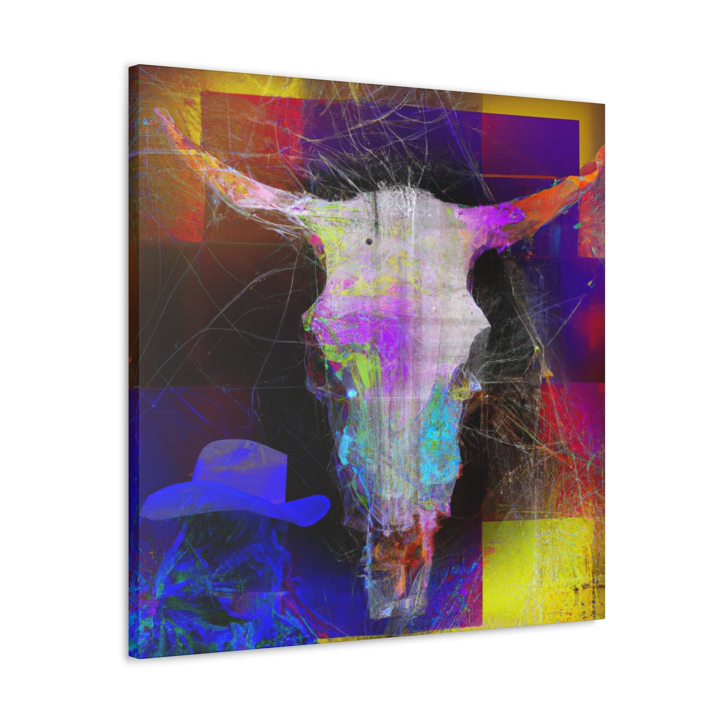 "Cow Skull in Hues" - Canvas