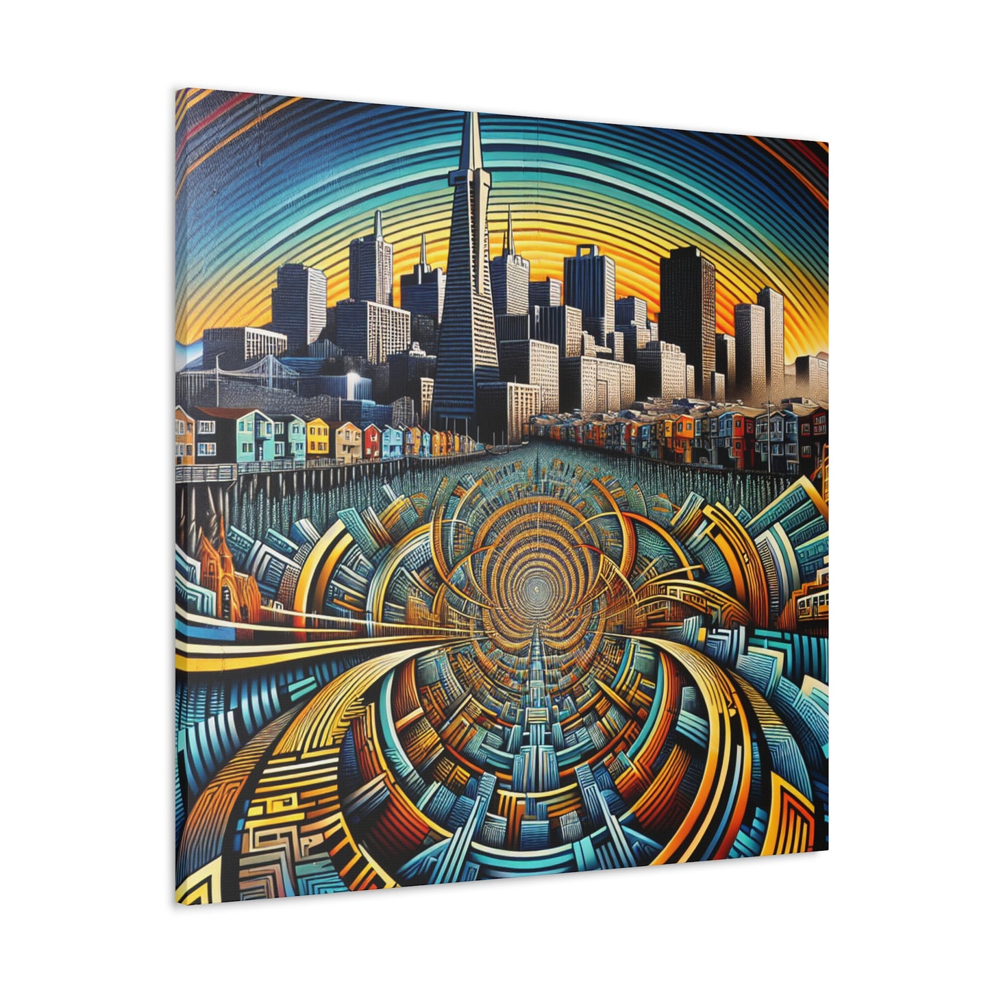 Golden City Silhouette - Canvas