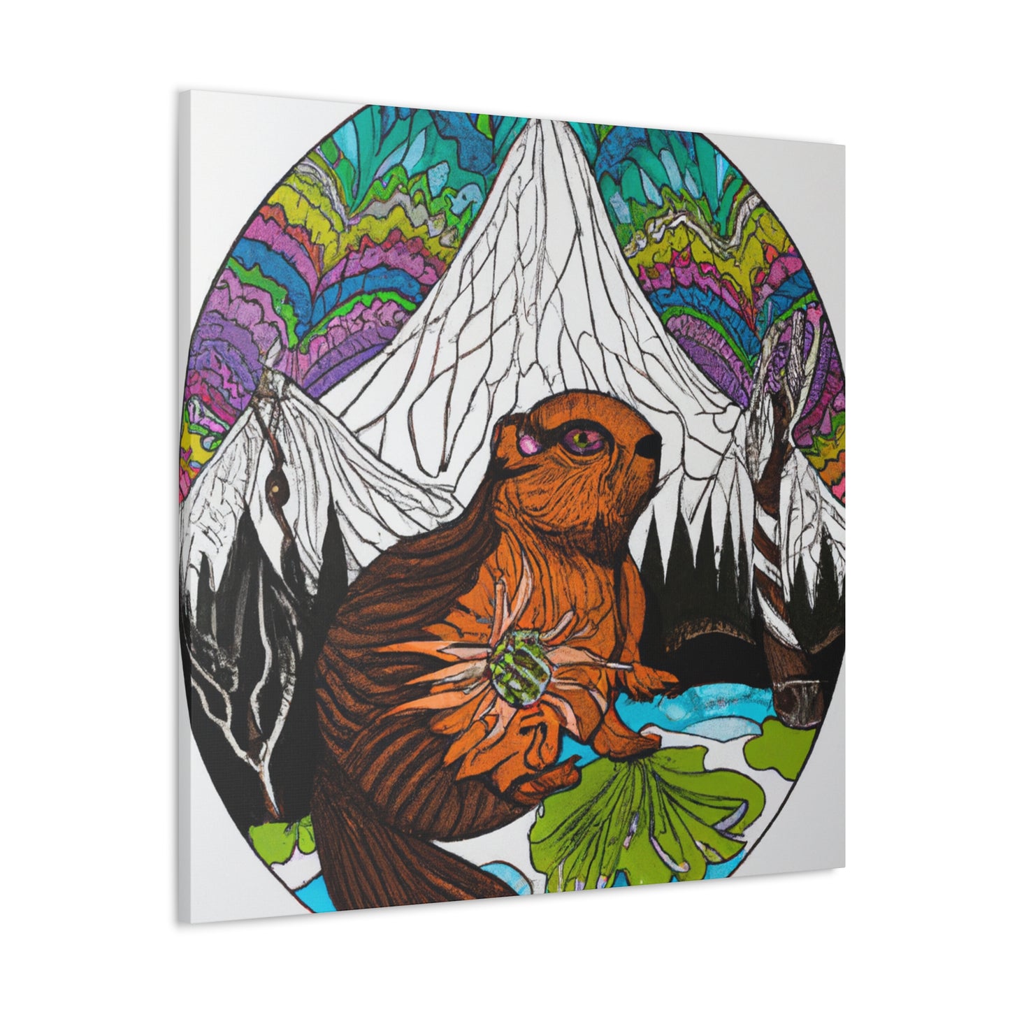 "Beaver in Moonlight Glow" - Canvas