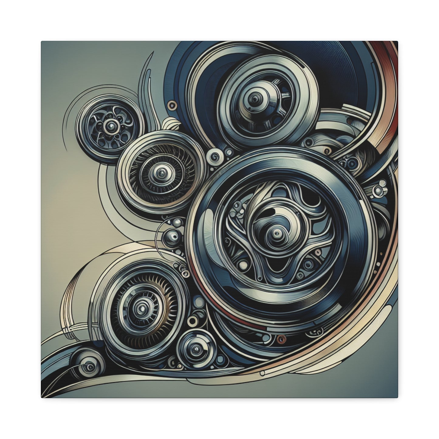 "Reflective Revolutions: Hubcaps" - Canvas