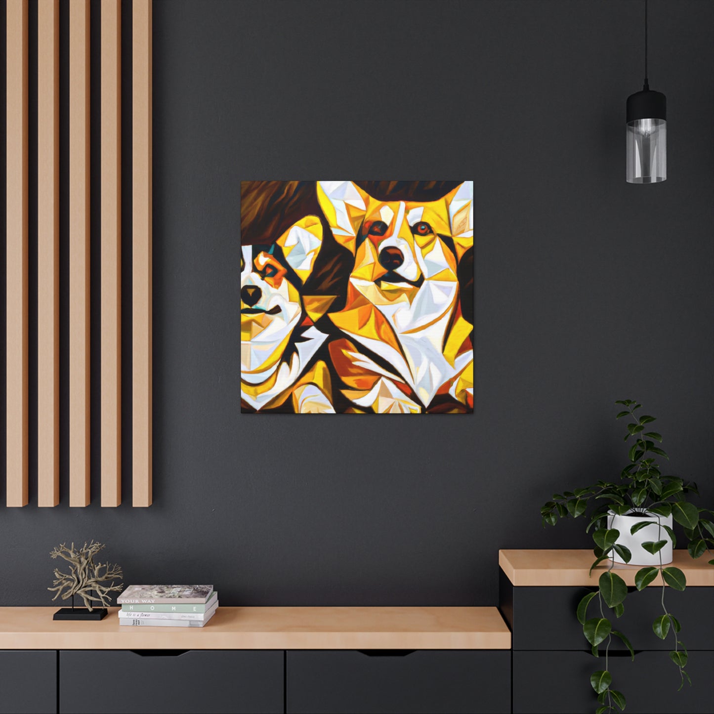 "Corgis in Art Deco" - Canvas