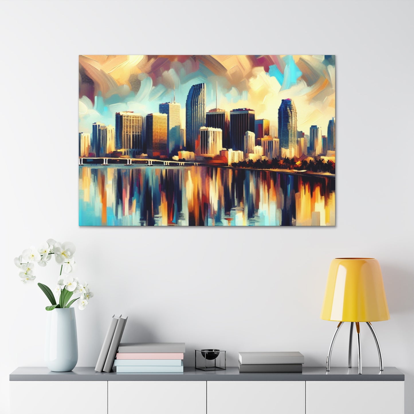 Miami: Vibrant Cityscape Eruption - Canvas