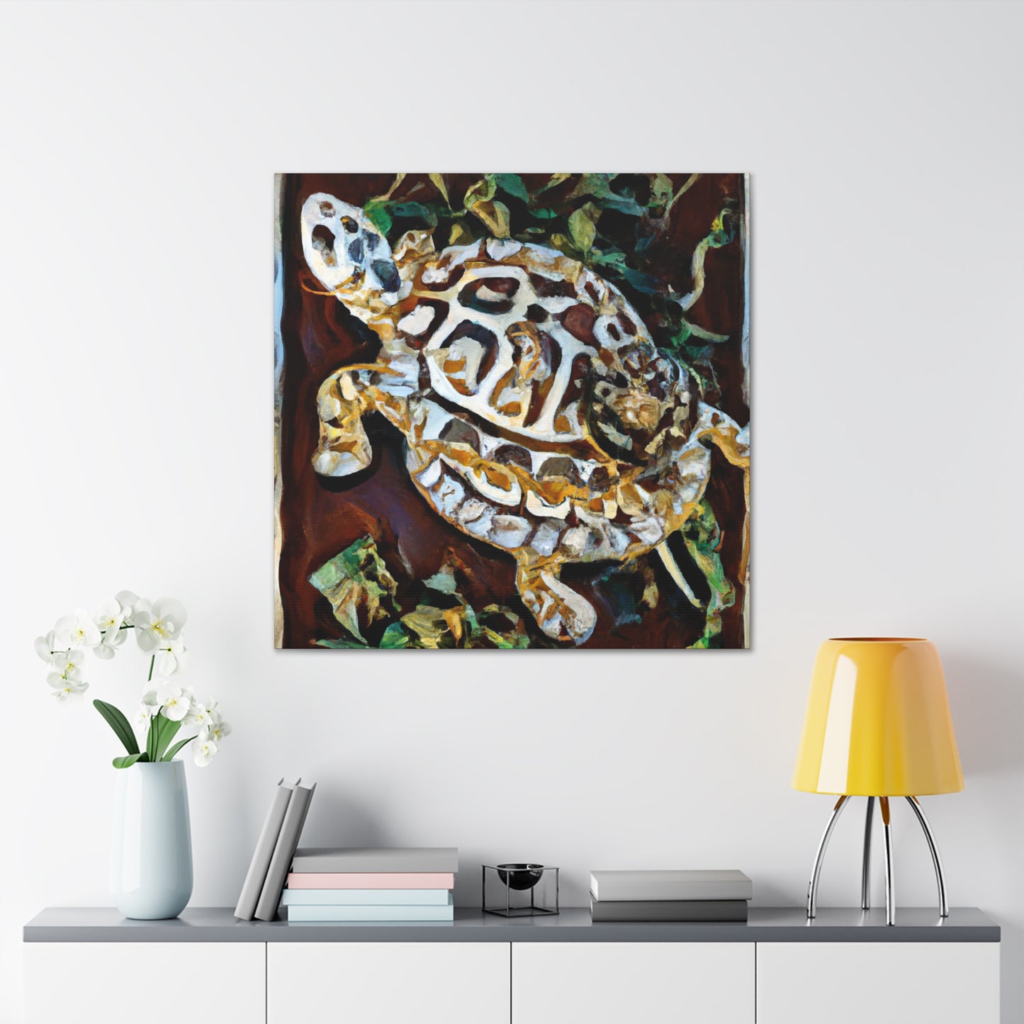 "Box Turtle in Bloom" - Canvas