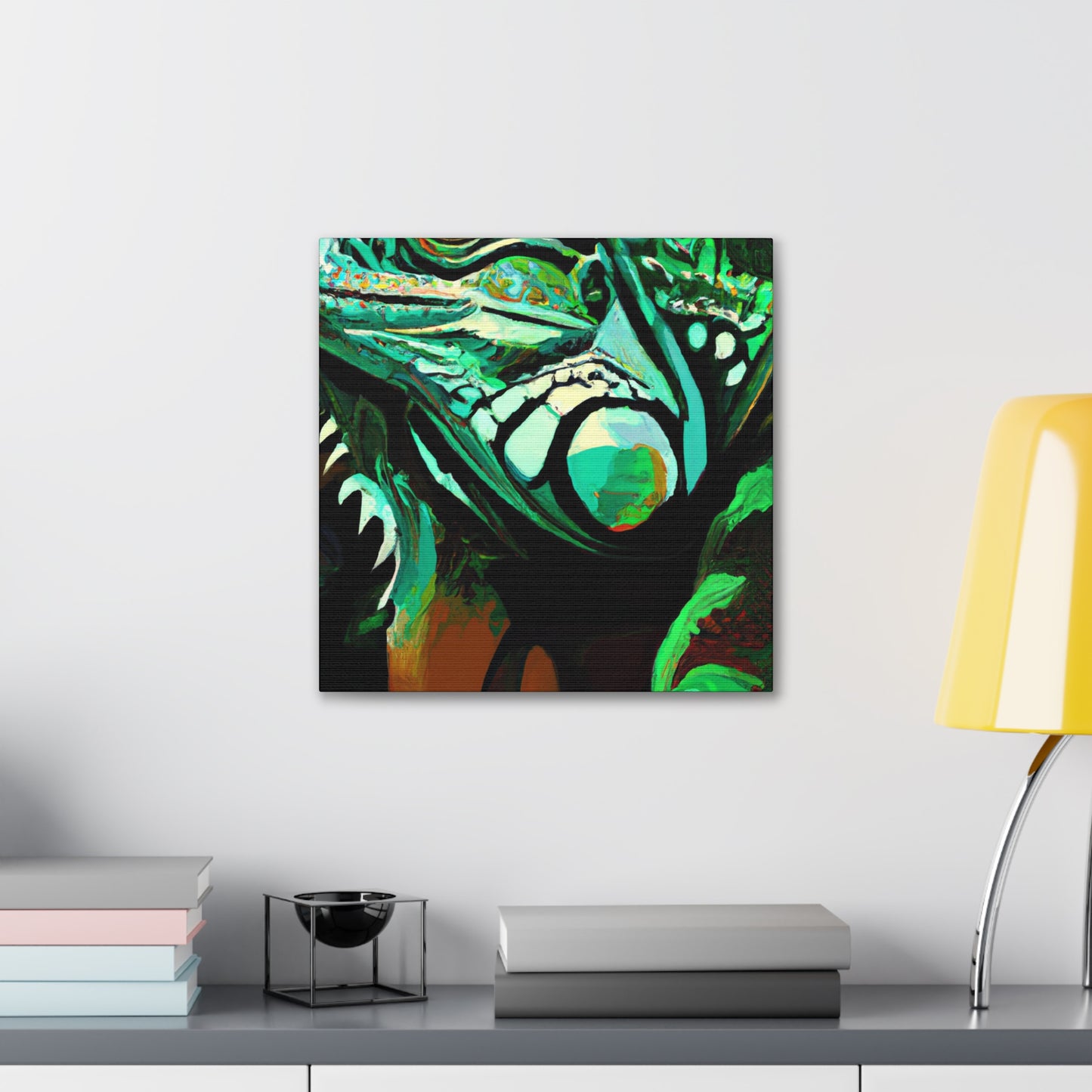 Iguana's Art Deco Pose - Canvas