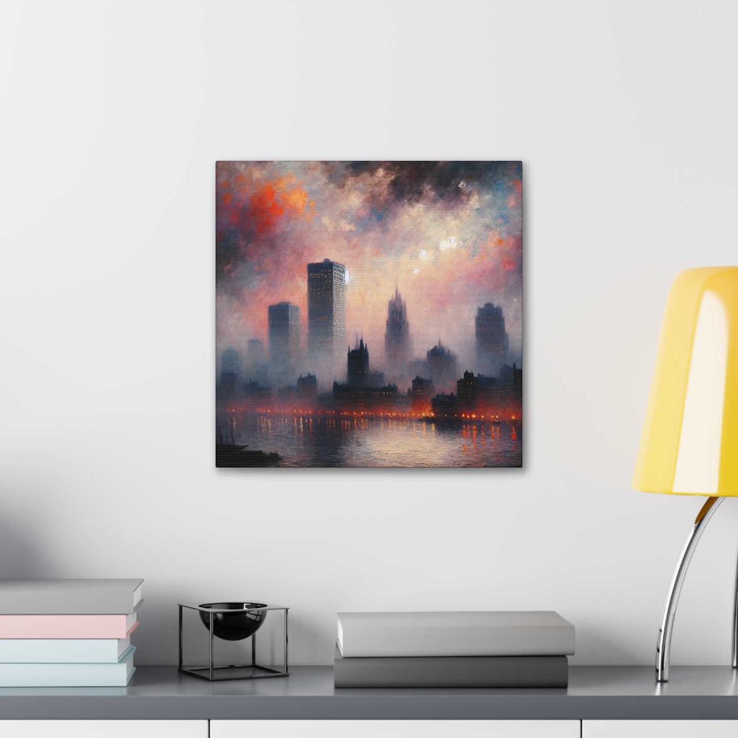 "Whispering Rivers, Vibrant City" - Canvas