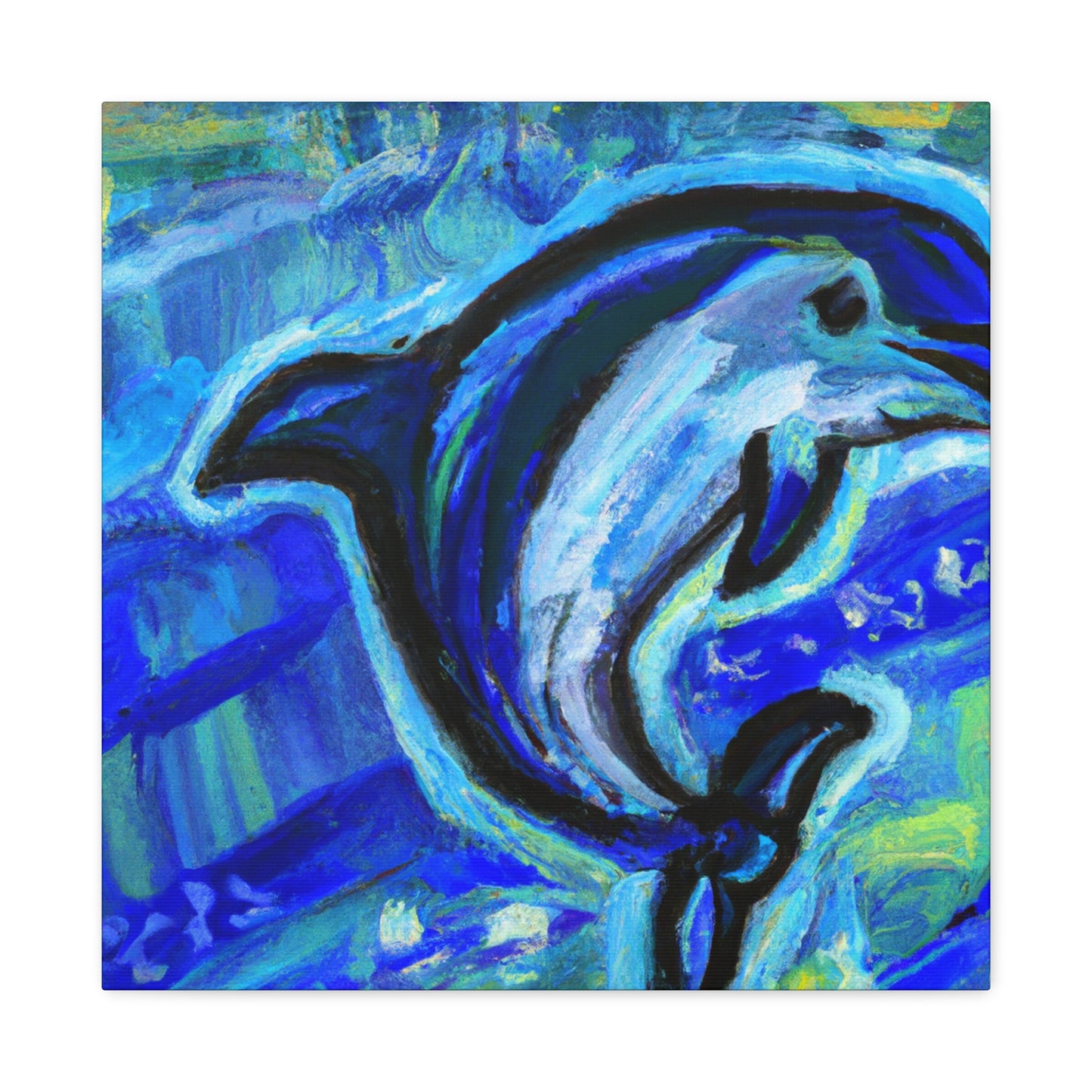 Dolphin in Blue Spray - Canvas