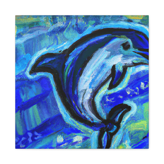 Dolphin in Blue Spray - Canvas