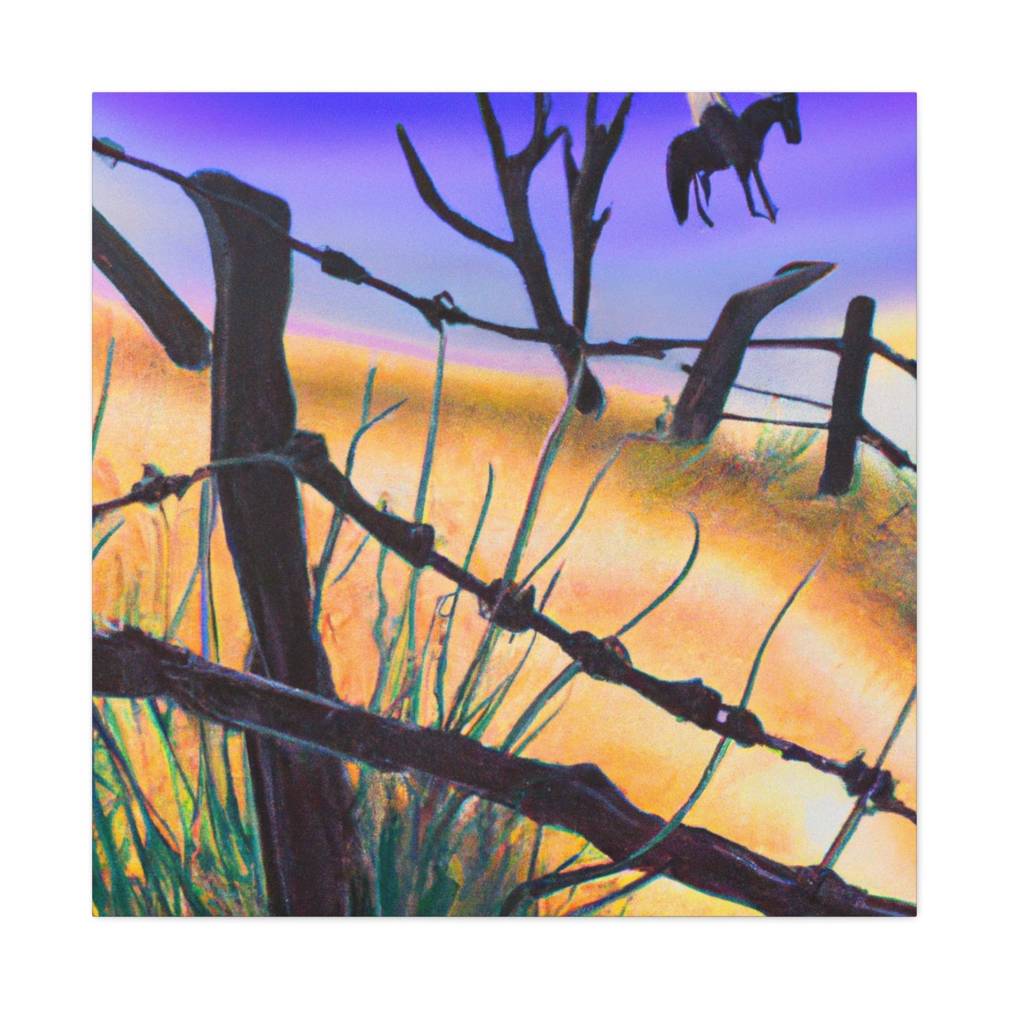 "Barbed Wire Fence Scene" - Canvas