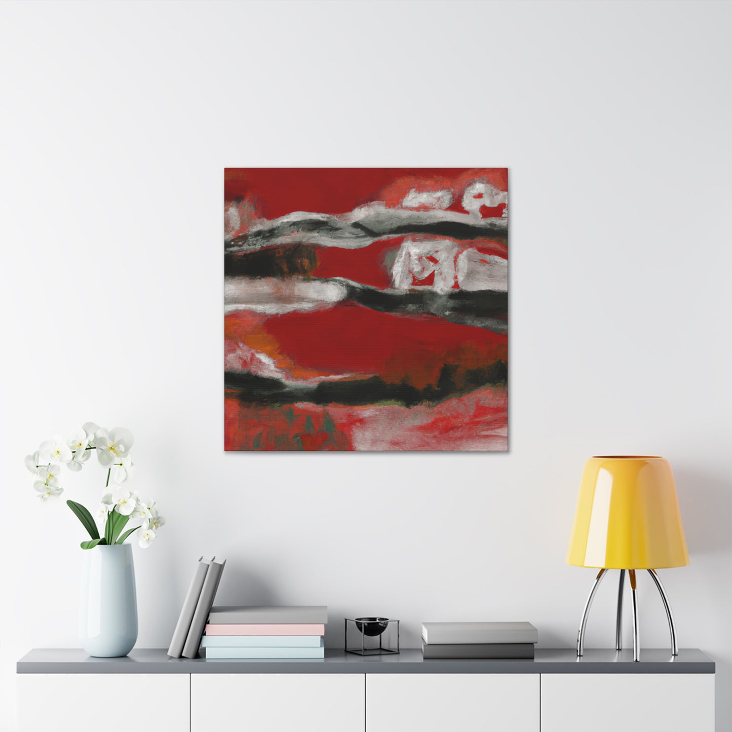 Salmon on Red Abstraction - Canvas