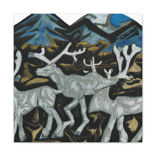 "Deer in Moonlight Scene" - Canvas