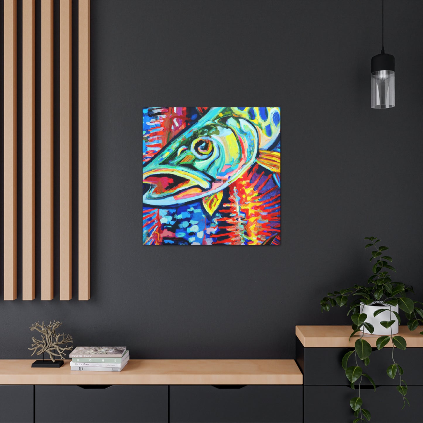 "Pike in Moonlight Aquarium" - Canvas