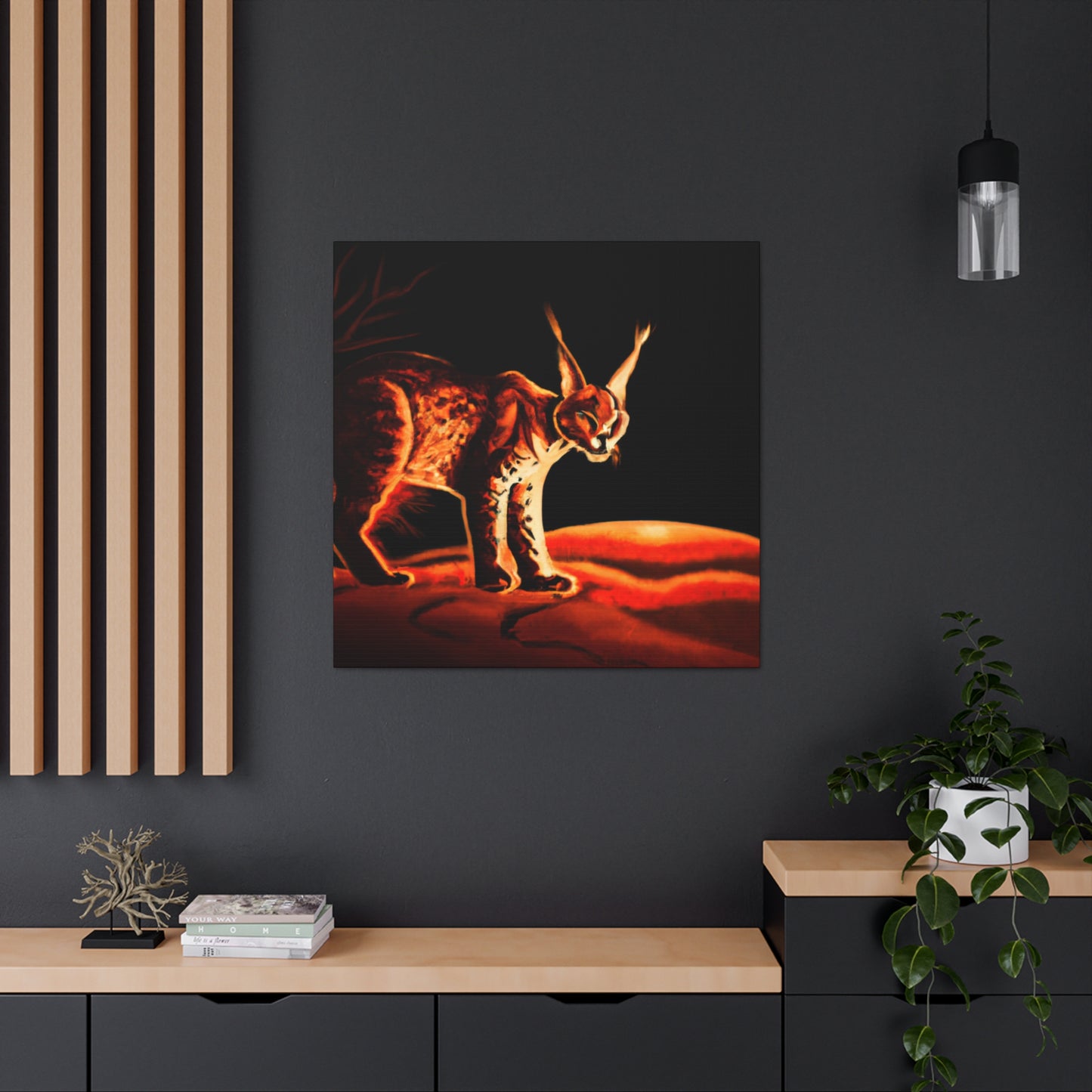 Caracal's Majestic Leap - Canvas