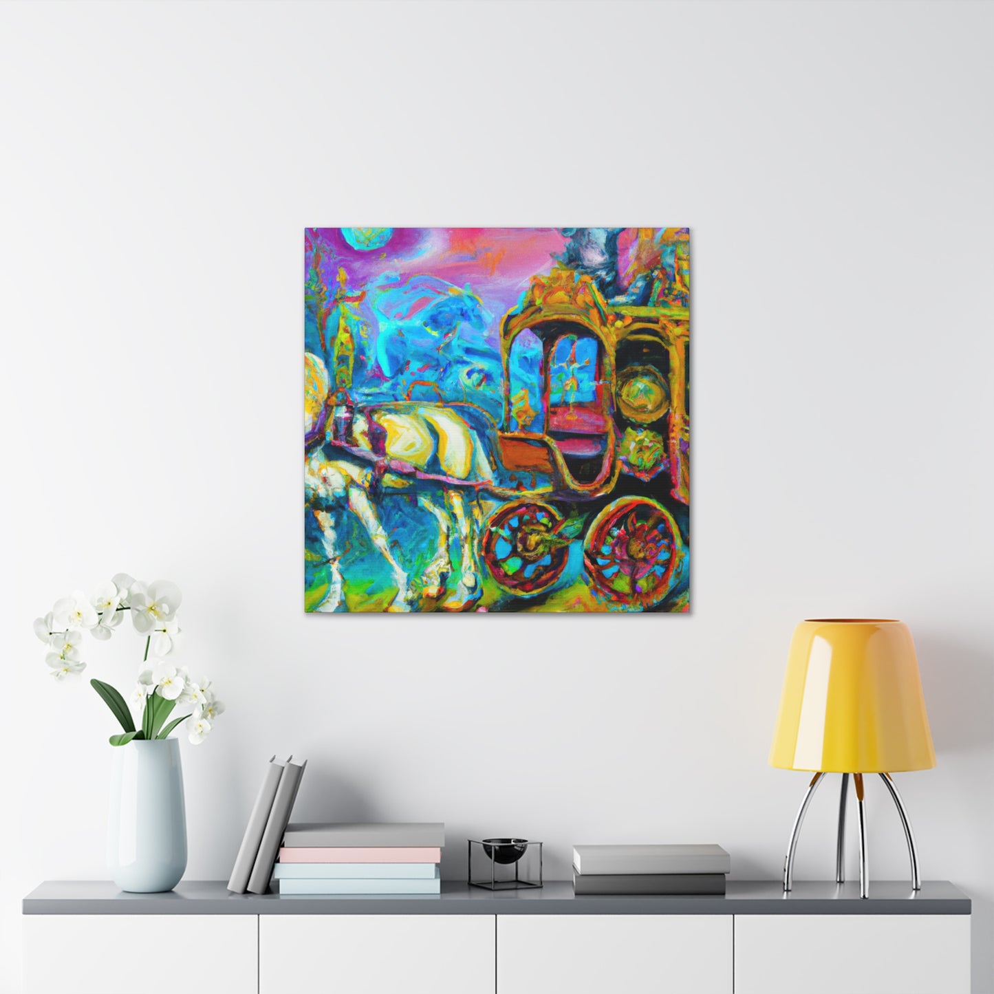 "Carriage With Reining Horse" - Canvas