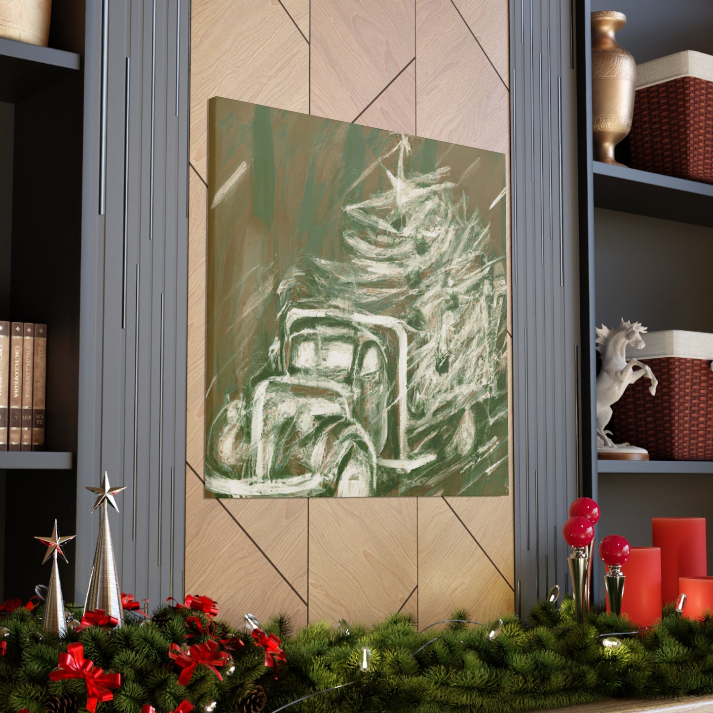 "Christmas Tree Truck Dashing" - Canvas