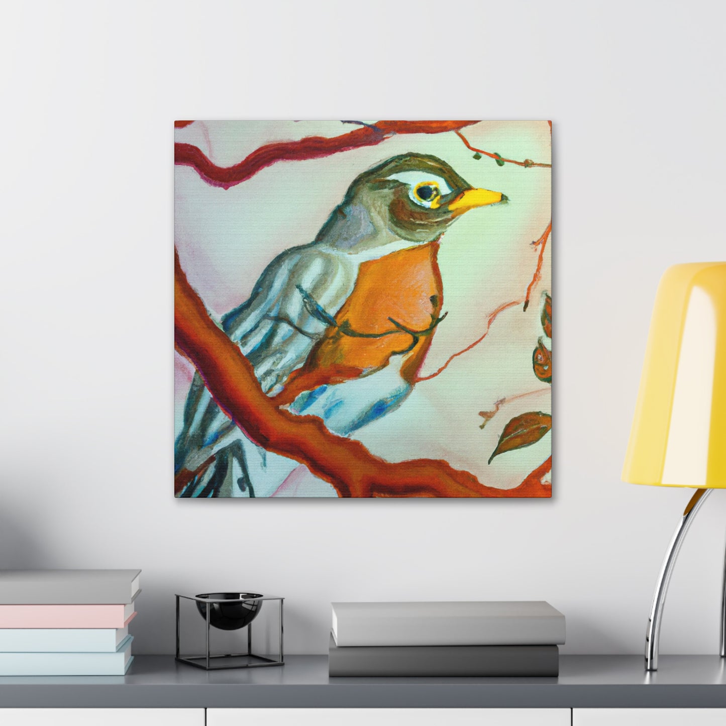 American Robin in Bloom - Canvas