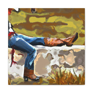 "Cowboy Contemplating Sunset" - Canvas