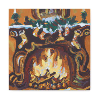 "Fireplace Hearth Splendor" - Canvas