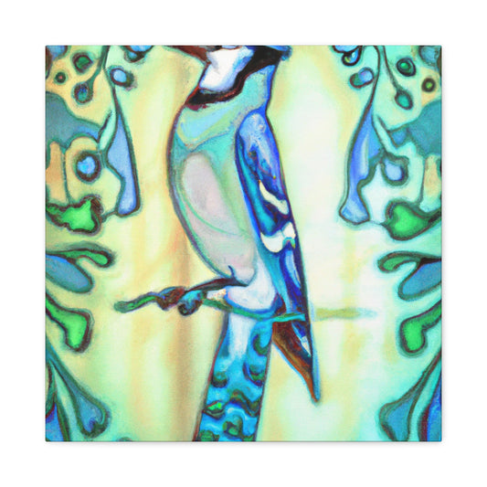 "Blue Jay's Captivating Flight" - Canvas