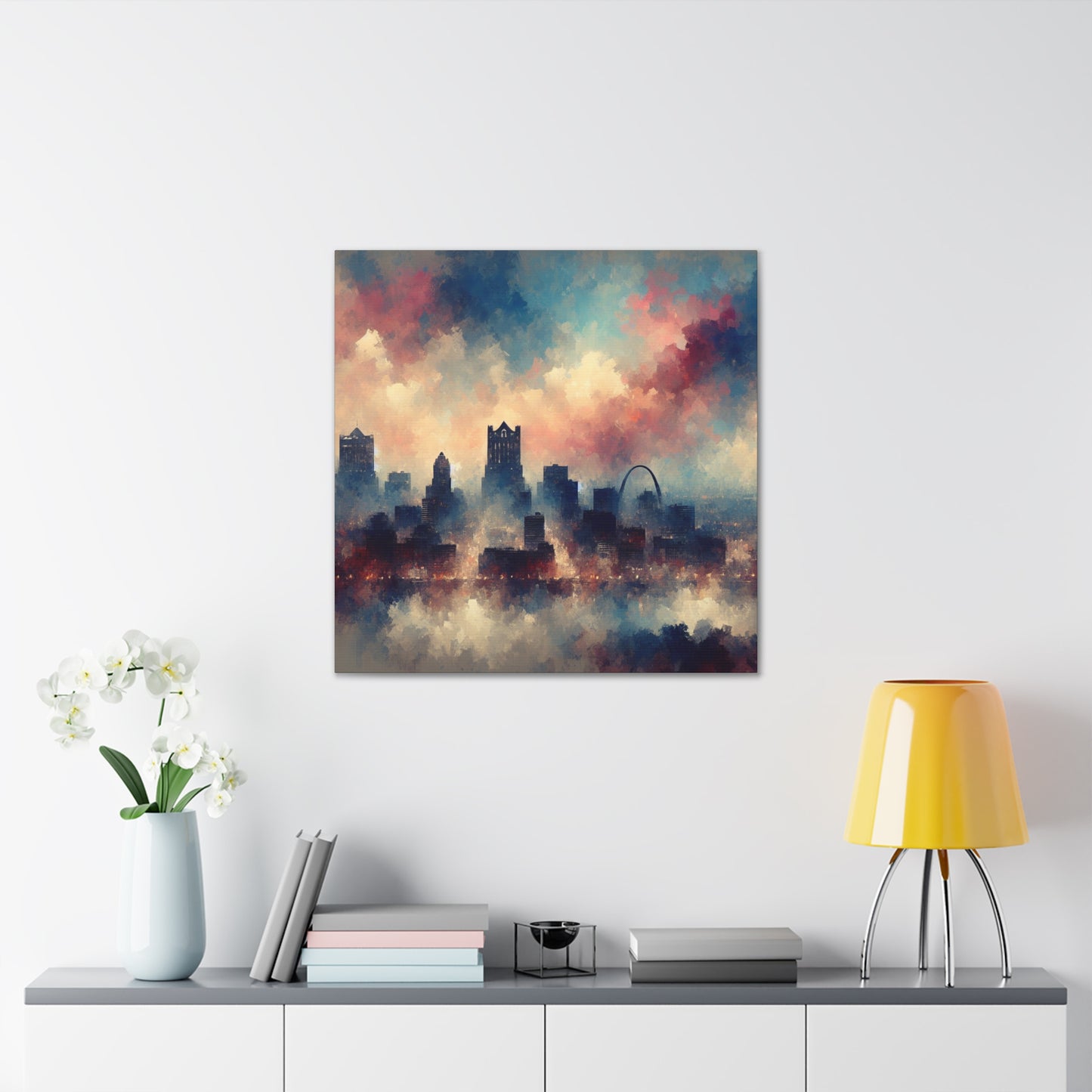 "River's Embracing Urban Rhythm" - Canvas